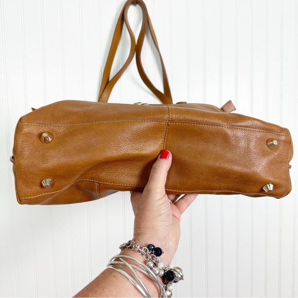 STELLA & MAX LEATHER LARGE CONAC BROWN SHOULDER TOTE BAG - Picture 5 of 12